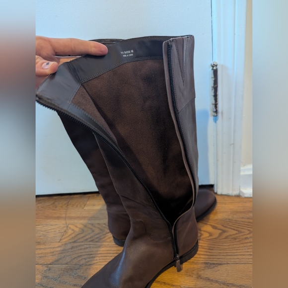 Cole Haan Brown And Black Leather Knee-High Riding Boots - Picture 8 of 12